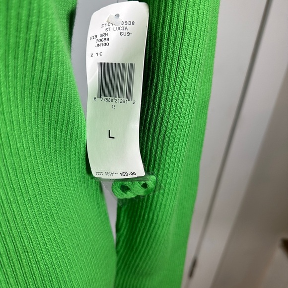 VINTAGE NWT Lauren Ralph Lauren Vibrant Green Ribbed Sweater - Picture 4 of 5